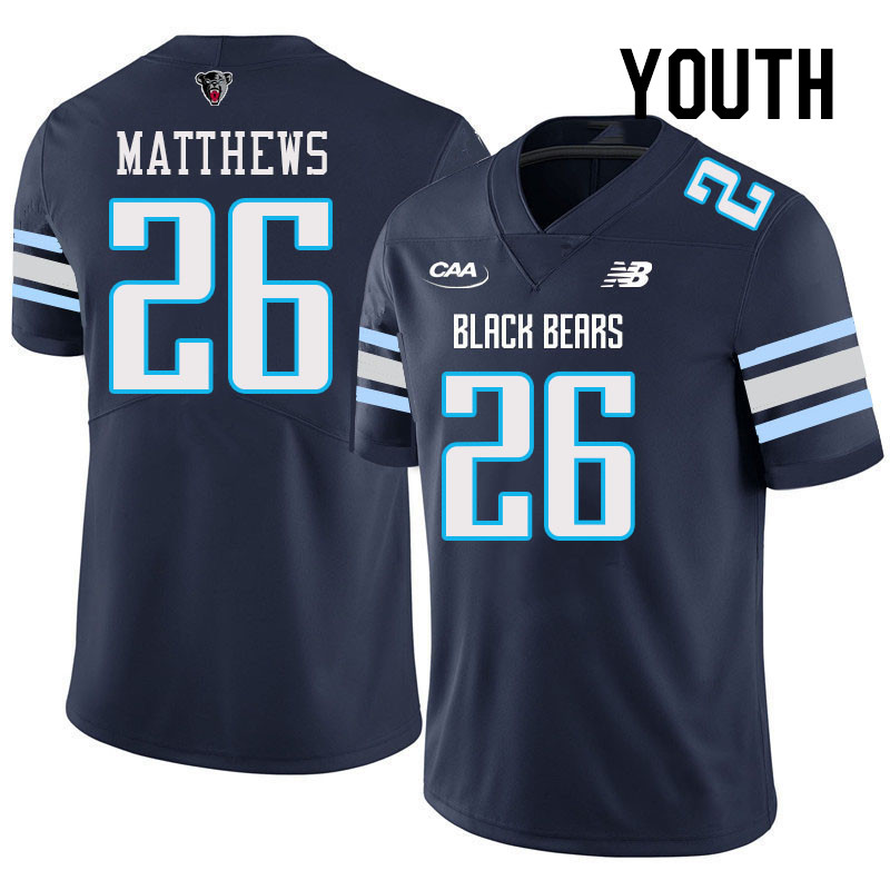 Youth #26 Damon Matthews Maine Black Bears College Football Jerseys Stitched Sale-Navy